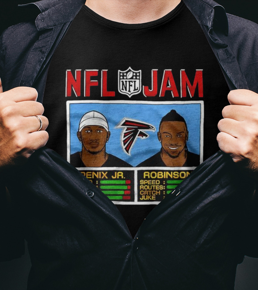 NFL Jam Michael Penix Jr Bijan Robinson Atlanta Falcons Classic Video Game Style T-Shirt