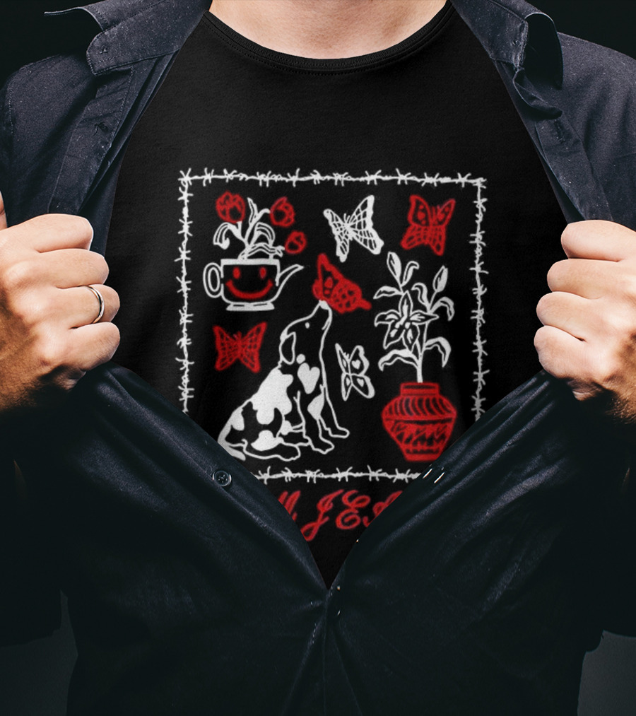 Mom Jeans Puppy Teapot Butterfly T-Shirt