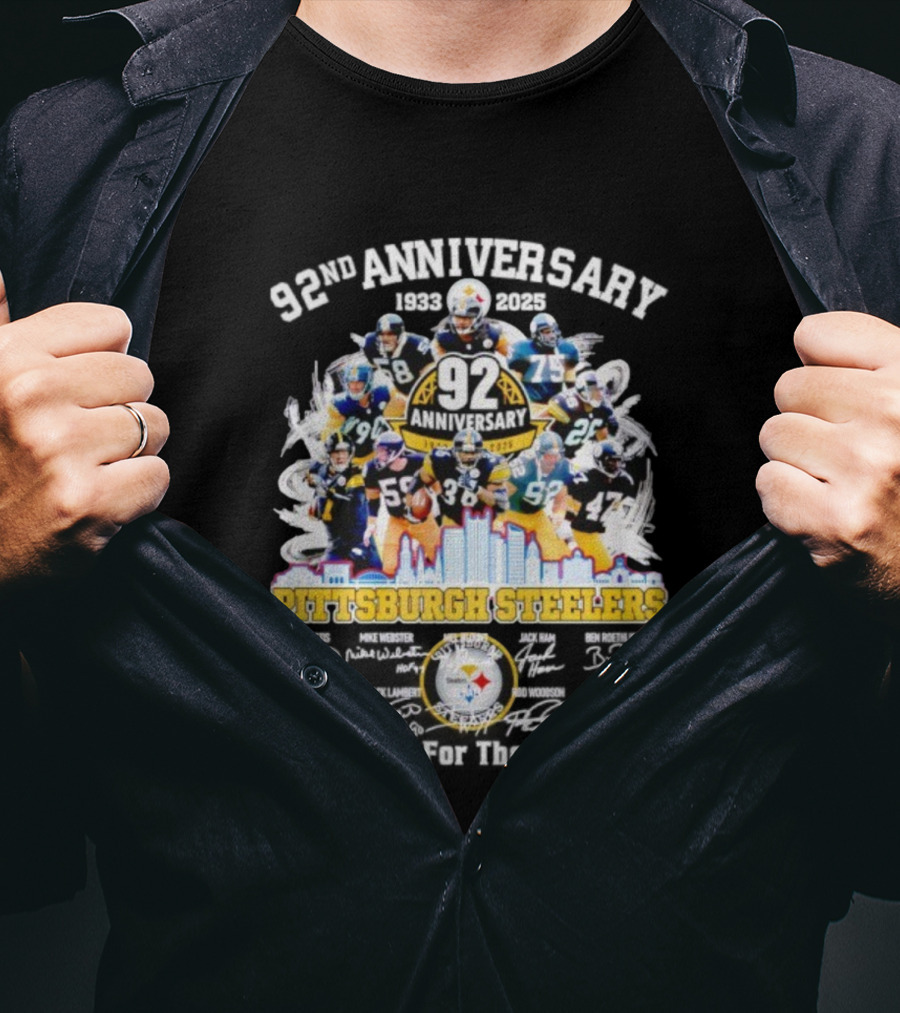 Pittsburgh Steelers 92nd Anniversary 1933-2025 Thank You For The Memories 92 Anniversary 1933-2025 T-Shirt