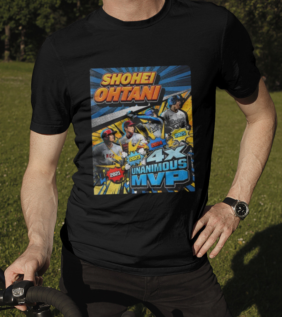 Shohei Ohtani 4X Unanimous MVP 2021 2023 2024 2025 Vintage Dodgers Angels T-Shirt