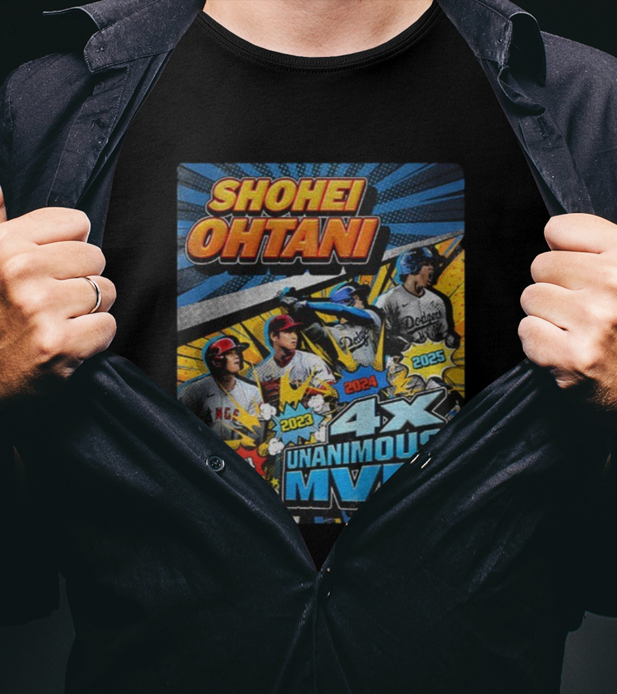 Shohei Ohtani 4X Unanimous MVP 2021 2023 2024 2025 Vintage Dodgers Angels T-Shirt