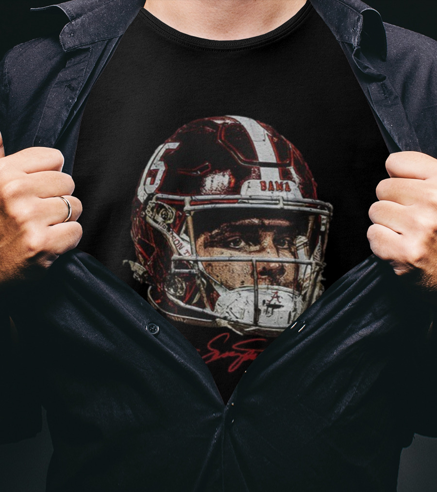 Ty Simpson 15 Bama Alabama Crimson Tide Football Helmet 2025 T-Shirt