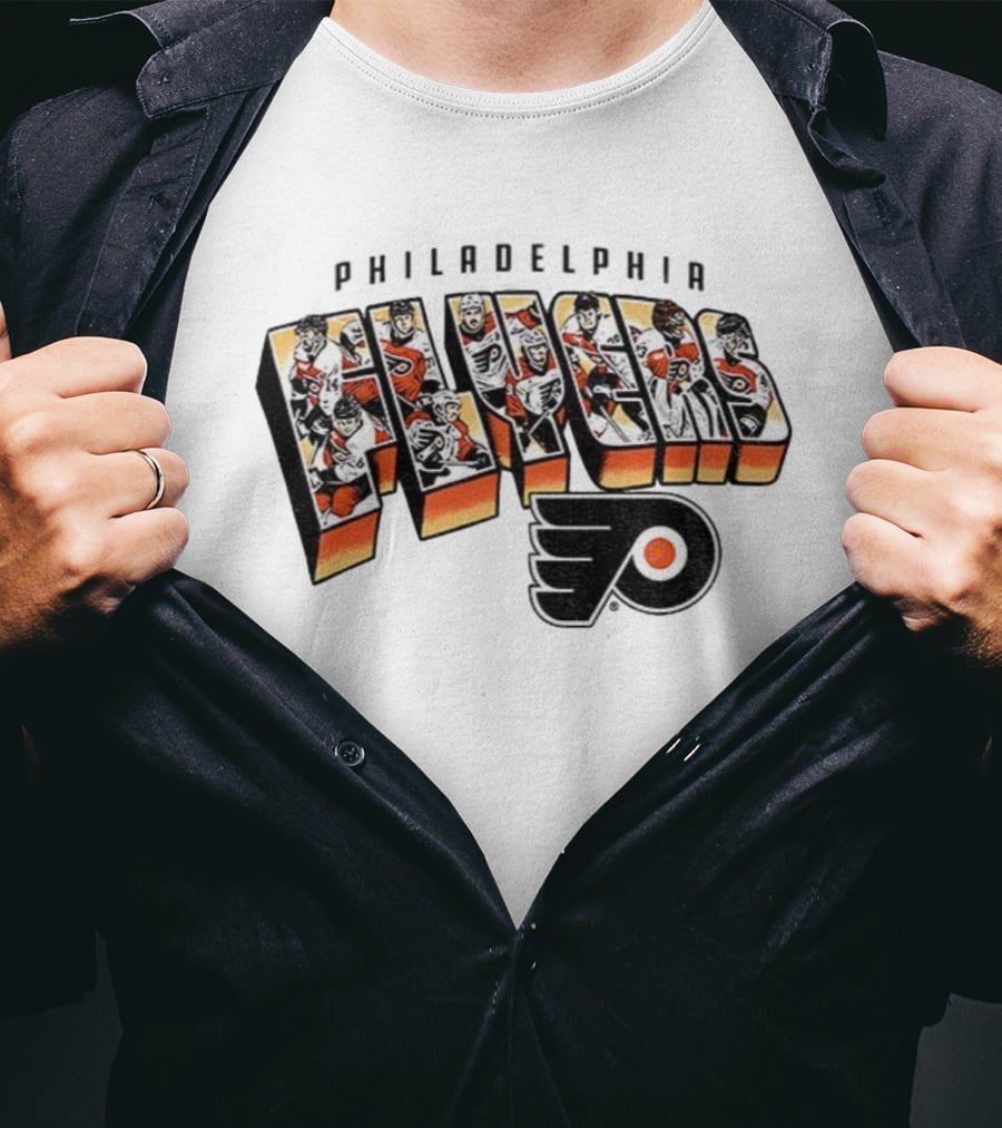 Philadelphia Flyers NHL Hockey Stanley Cup Players 2025 Vintage Flyers Team Roster Logo T-Shirt