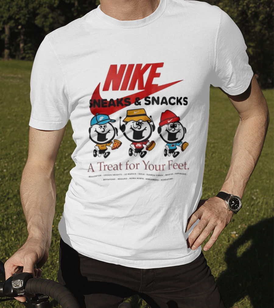NIKE Sneaks And Snacks A Treat For Your Feet Pizza Burgers Tacos T-Shirt