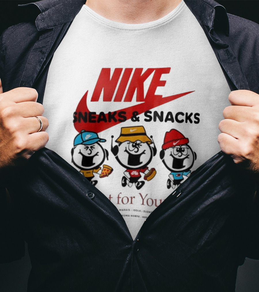 NIKE Sneaks And Snacks A Treat For Your Feet Pizza Burgers Tacos T-Shirt