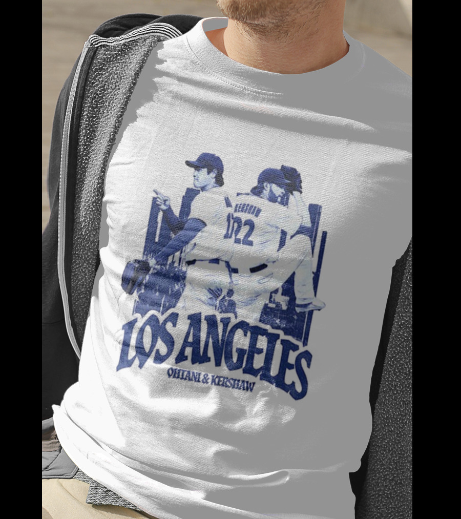 Los Angeles Dodgers Shohei Ohtani Clayton Kershaw City Skyline MLB Baseball Vintage T-Shirt