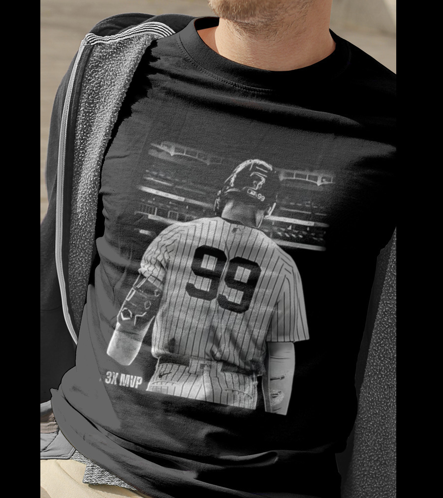 New York Yankees Aaron Judge 99 Baseball Player Back View Behind 3X MVP T-Shirt