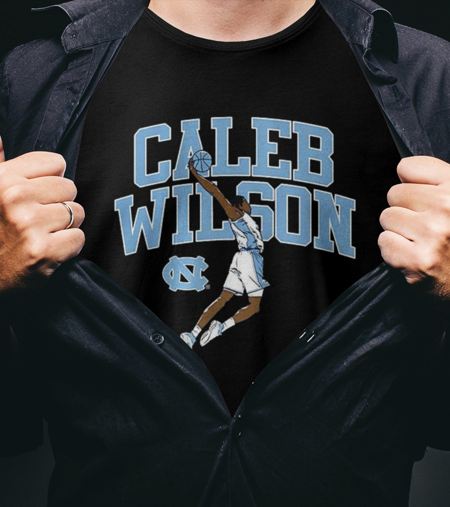 Caleb Wilson North Carolina Tar Heels Basketball Action Pose T-Shirt