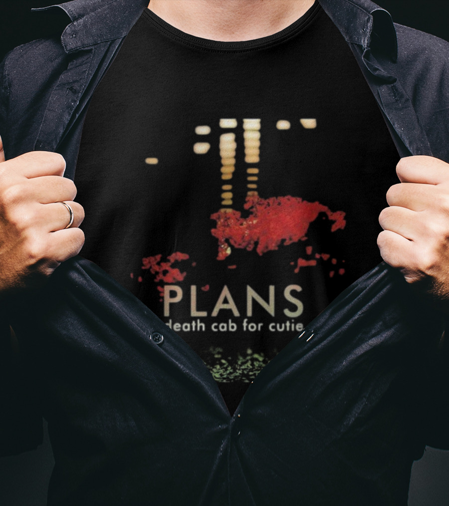 Death Cab For Cutie Plans Album Artwork With Abstract Red Elements T-Shirt