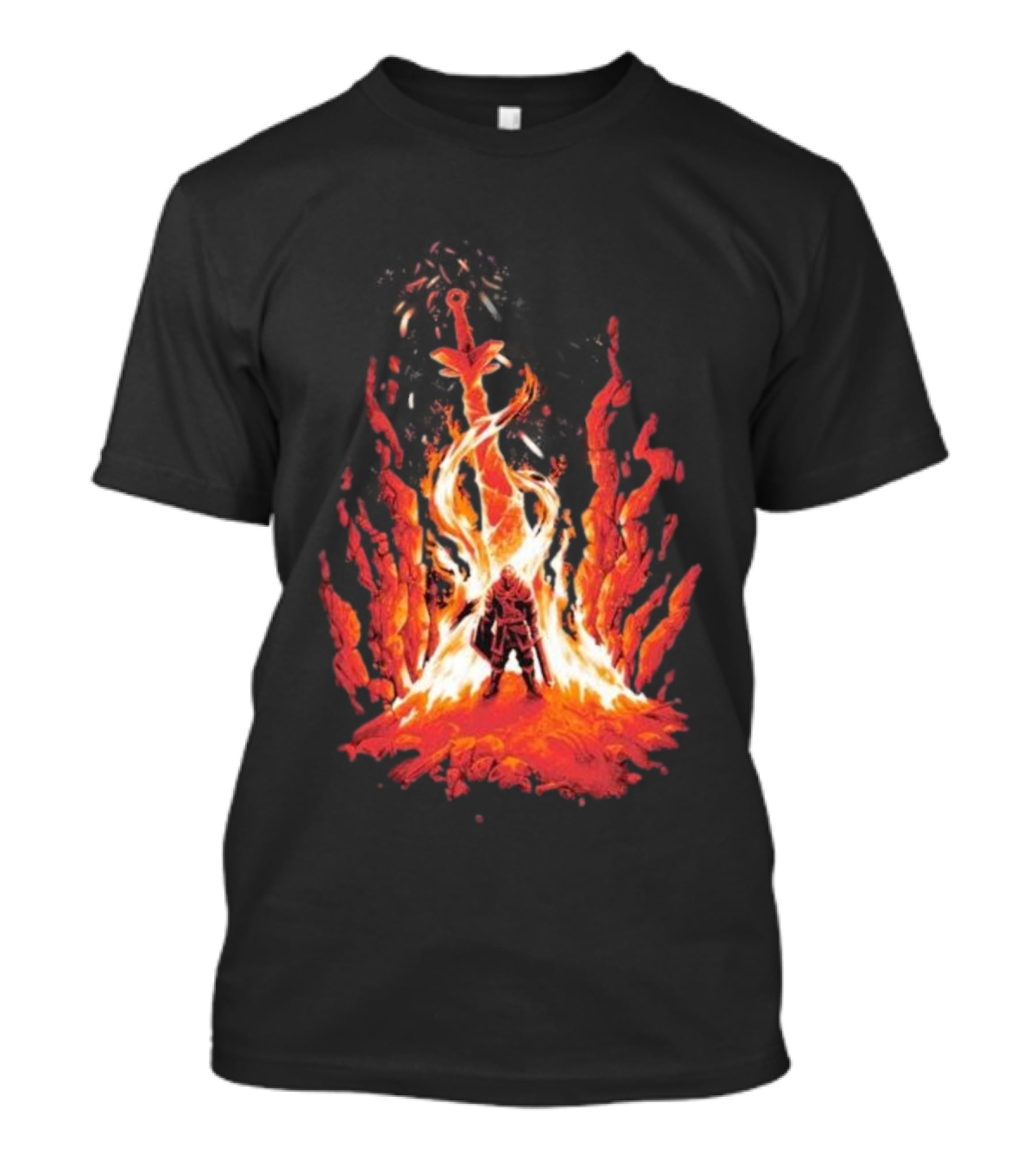 Dark Souls Trial By Fire Warrior Surrounded By Flames Iconic Gaming Imagery T-Shirt