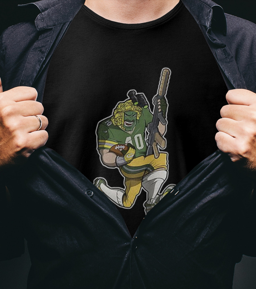 Jordan Love Green Bay Packers Football Soldier Armed Kneeling Illustration T-Shirt