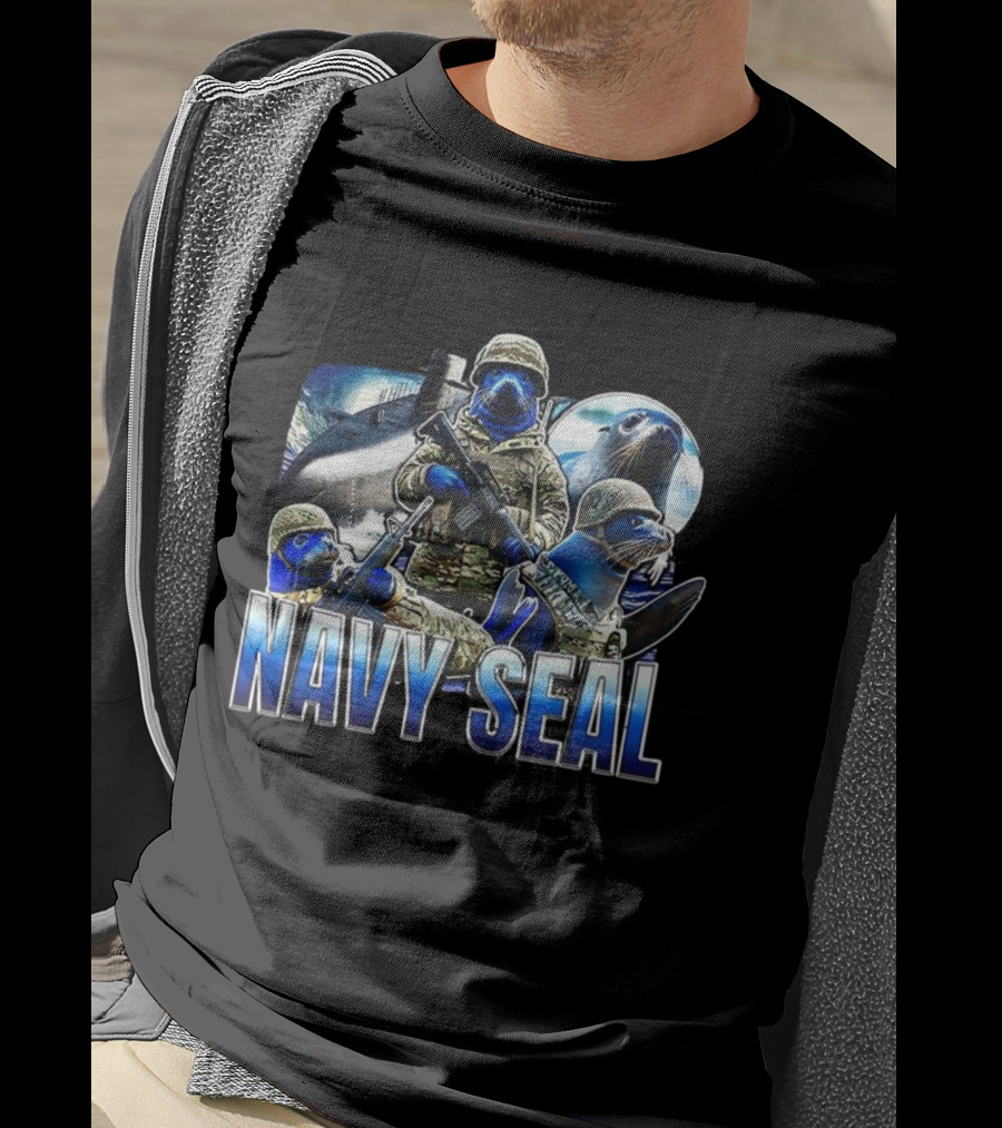 Navy Seal Funny Soldier Parody With Armed Seals In Military Uniforms T-Shirt