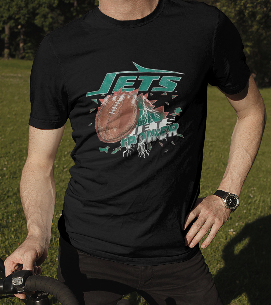 New York Jets Power Football Lightning 90s Vintage T-Shirt