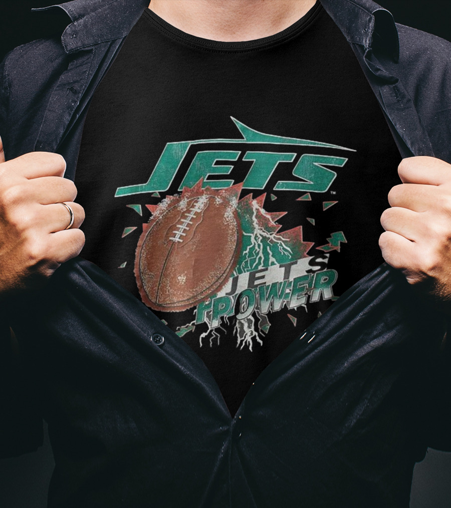 New York Jets Power Football Lightning 90s Vintage T-Shirt