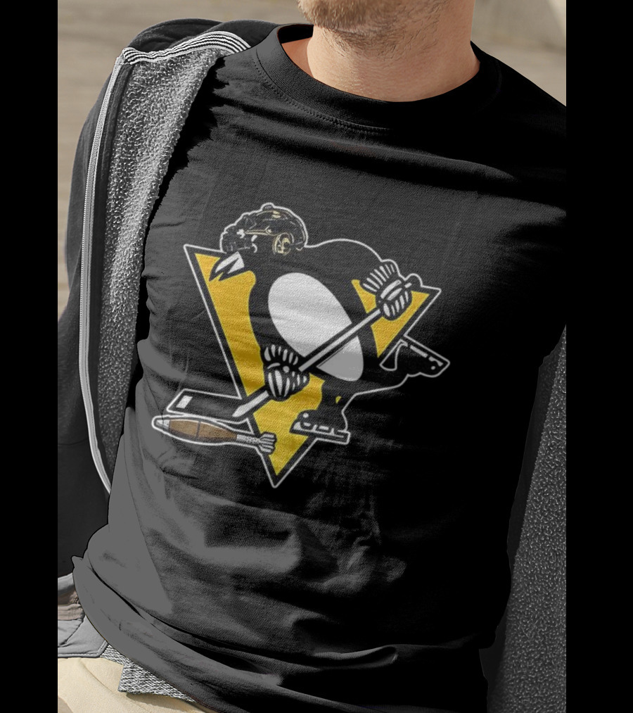 Pittsburgh Penguins Hockey Soldier Mascot Football Rocket T-Shirt