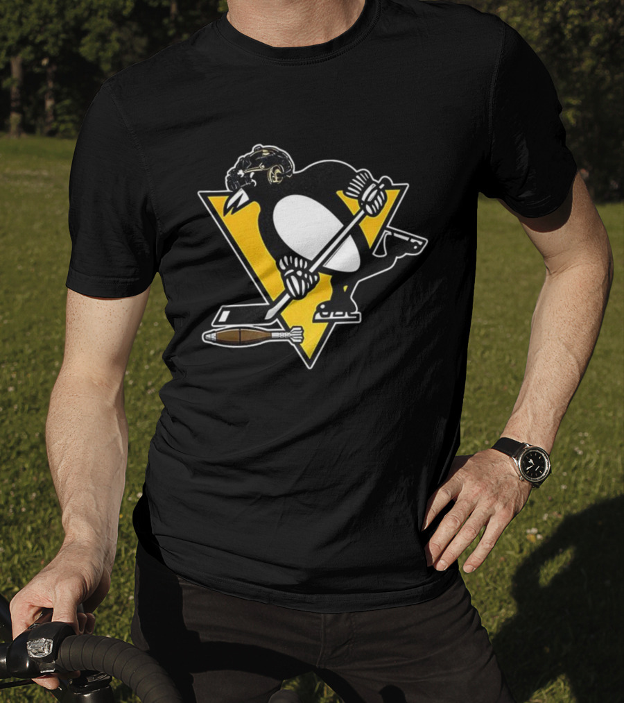 Pittsburgh Penguins Hockey Soldier Mascot Football Rocket T-Shirt