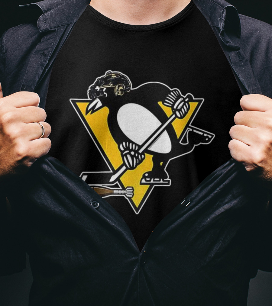 Pittsburgh Penguins Hockey Soldier Mascot Football Rocket T-Shirt