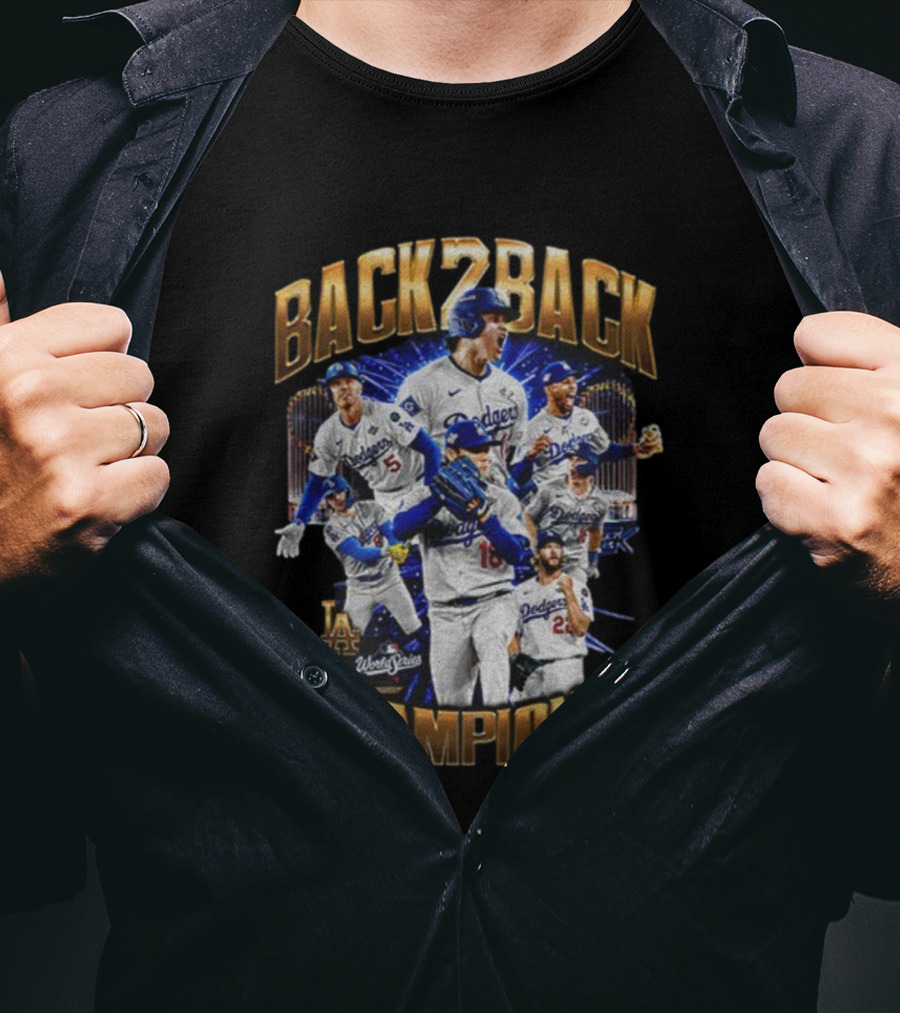 Dodgers 2025 Back To Back Champions World Series MLB Baseball T-Shirt