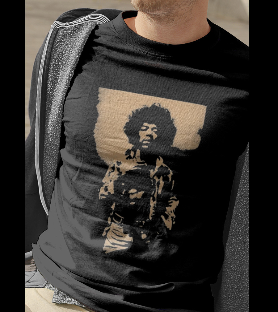 Bob Marley Jimi Hendrix Sepia 70s Vintage Style T-Shirt