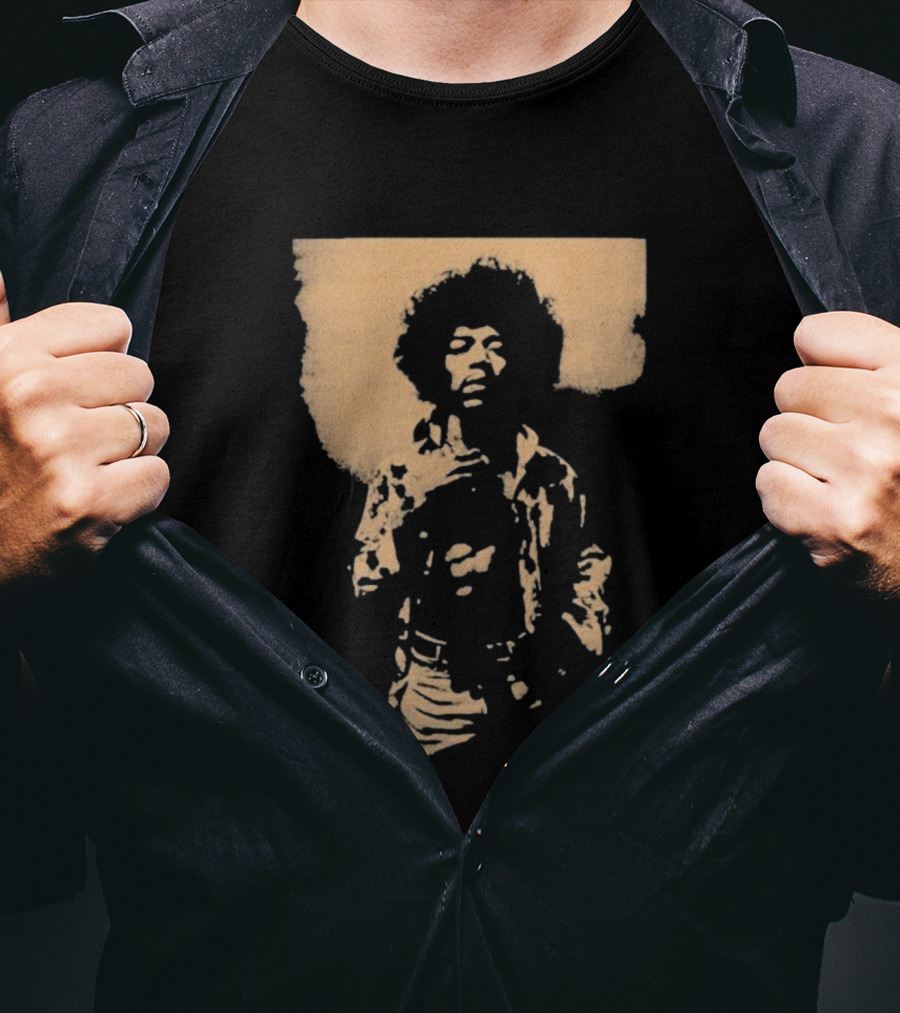 Bob Marley Jimi Hendrix Sepia 70s Vintage Style T-Shirt