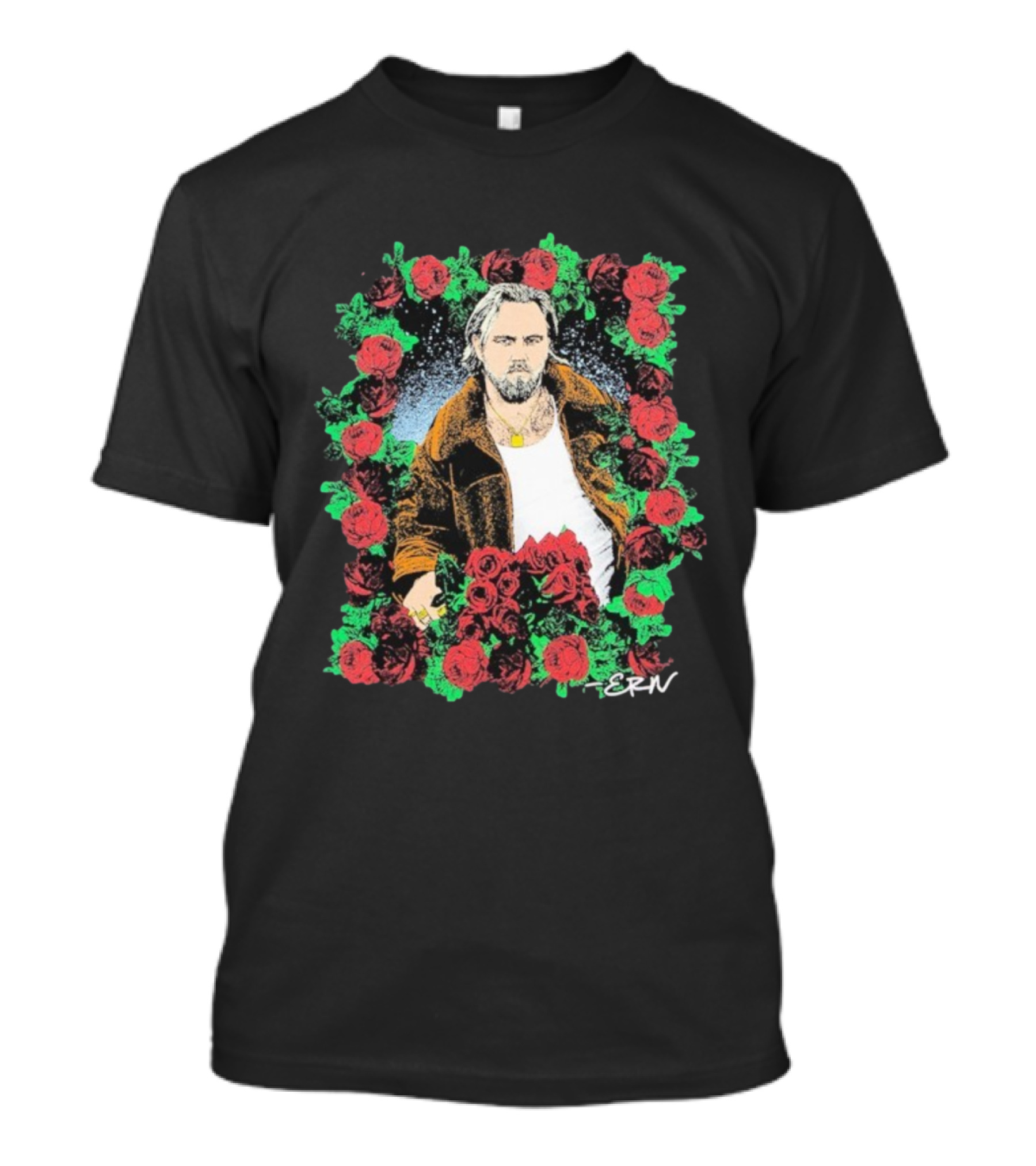 Ernest Photo Flowers Illustration Roses Portrait With ERN Signature T-Shirt