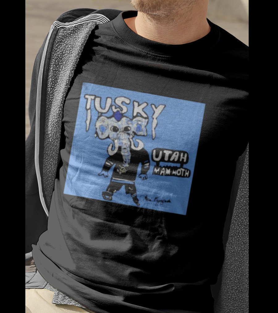 Tusky Utah Mammoth NHL Hockey Mascot 2025 Blue T-Shirt