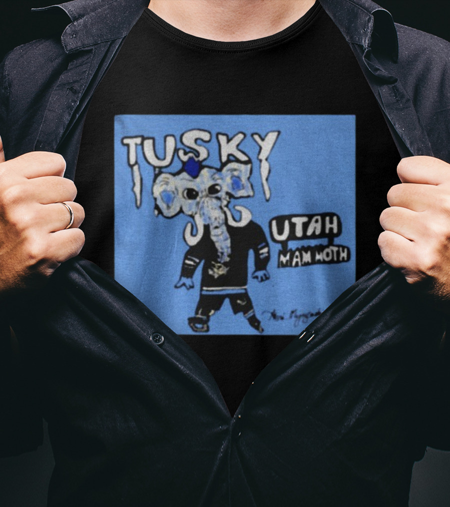 Tusky Utah Mammoth NHL Hockey Mascot 2025 Blue T-Shirt