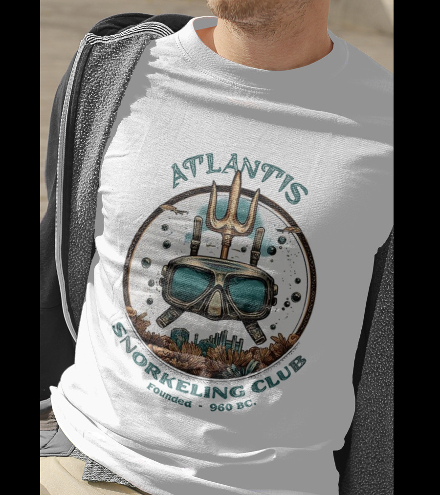 Atlantis Snorkeling Club 960 BC Trident Dive Mask Ocean Bubbles Coral T-Shirt