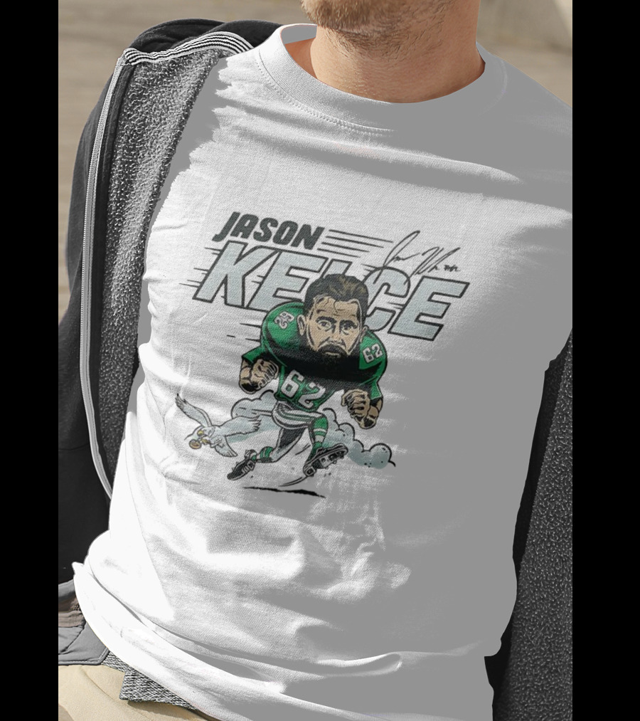 Jason Kelce Philadelphia Eagles NFL 62 Caricature With Eagle And Football T-Shirt
