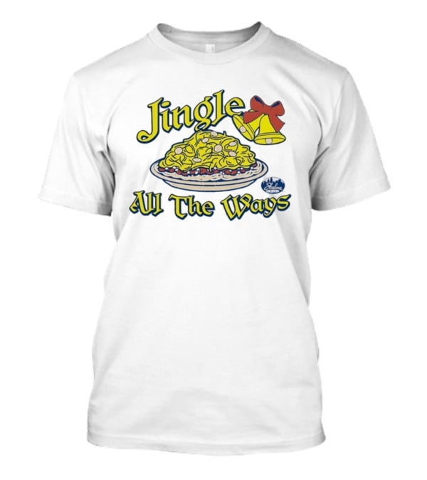Jingle All The Ways Yellow Bells Spaghetti Plate Skyline T-Shirt
