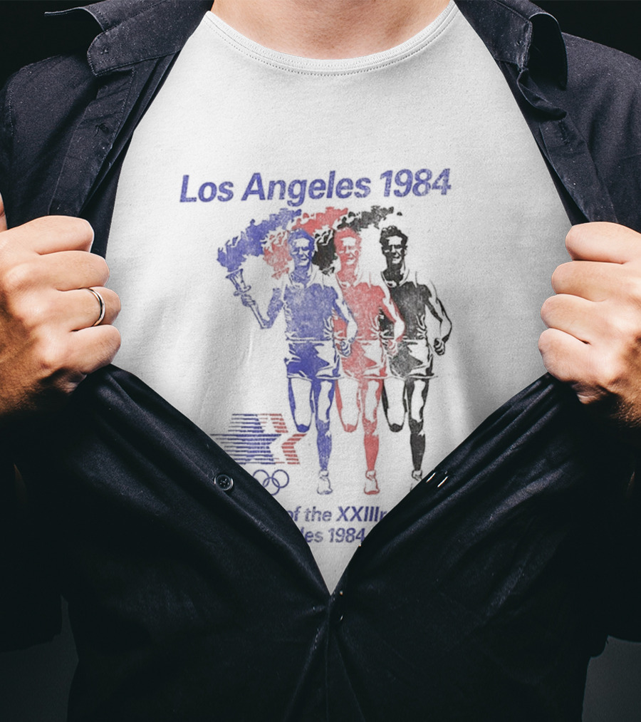 Los Angeles 1984 Games Of The XXIIIrd Olympiad Running Torch Relay T-Shirt