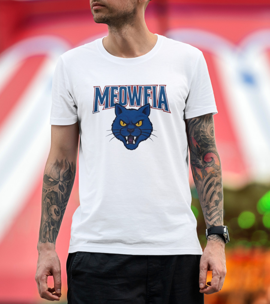 Meowfia Buffalo Bills Big Head Cat Parody T-Shirt