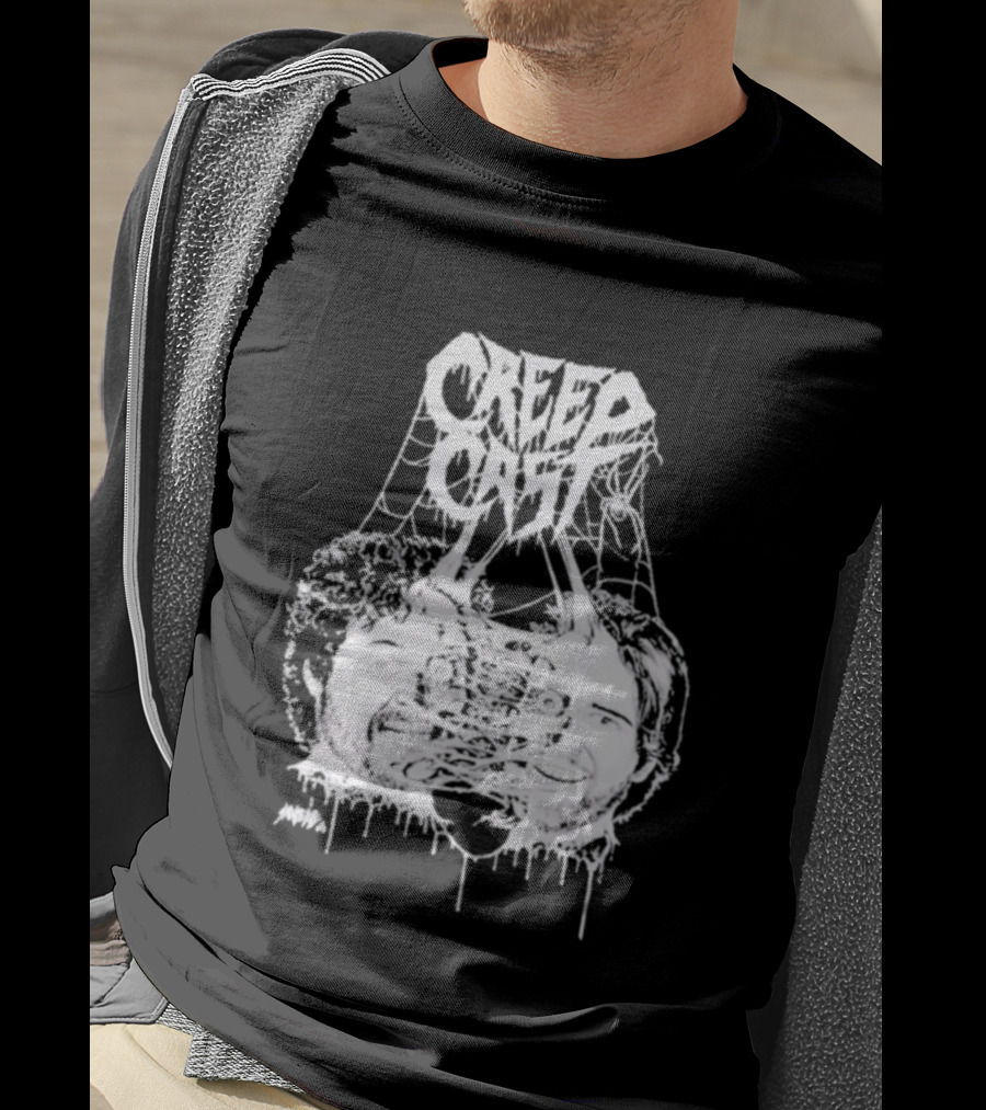 CreepCast Faces Haunted Webs Spooky Vibe T-Shirt
