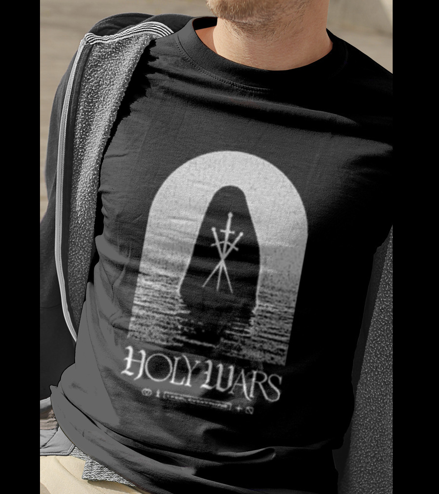 Holy Wars I Feel Everything Cloaked Figure Crossed Swords T-Shirt