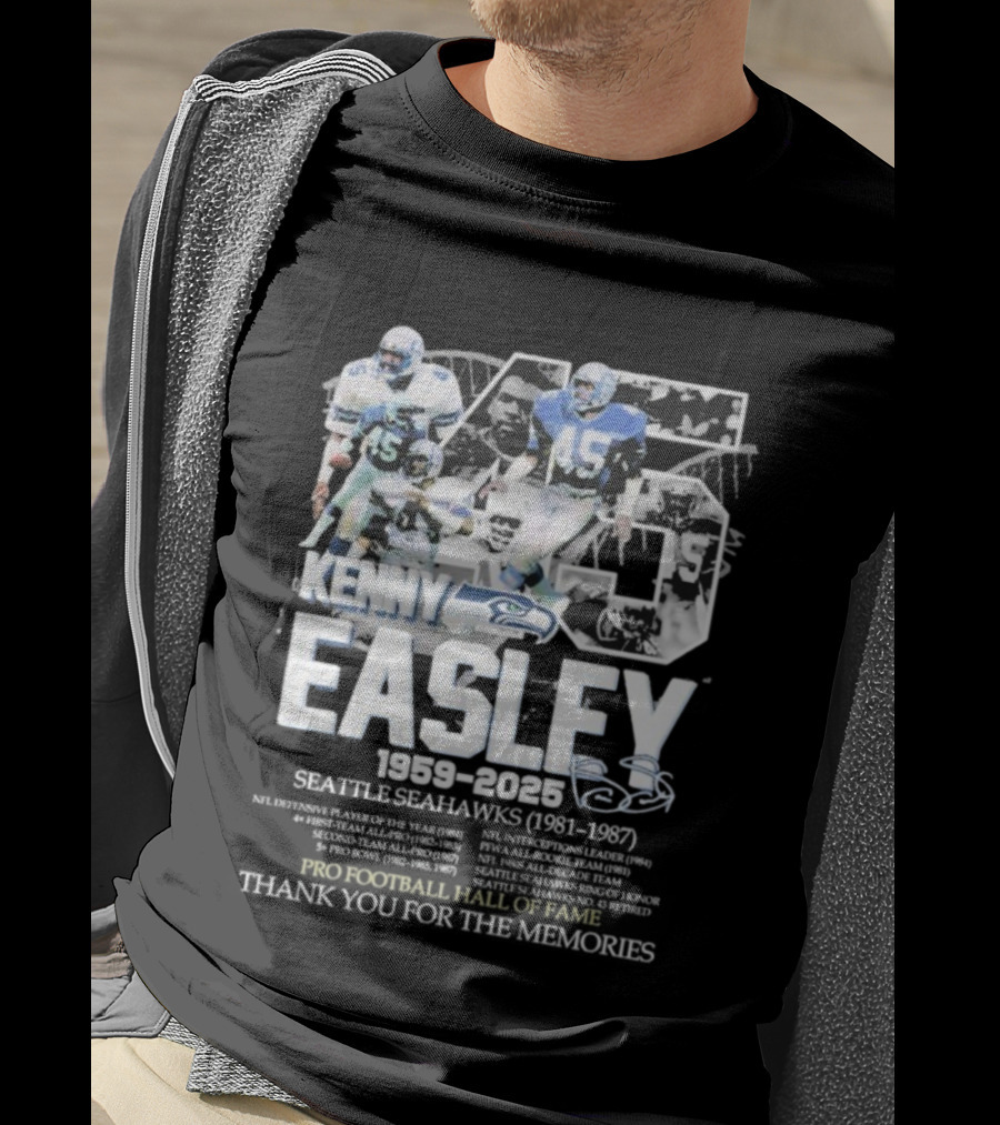 Kenny Easley Seattle Seahawks Pro Football Hall Of Fame Thank You For The Memories 1959-2025 Signature 45 T-Shirt