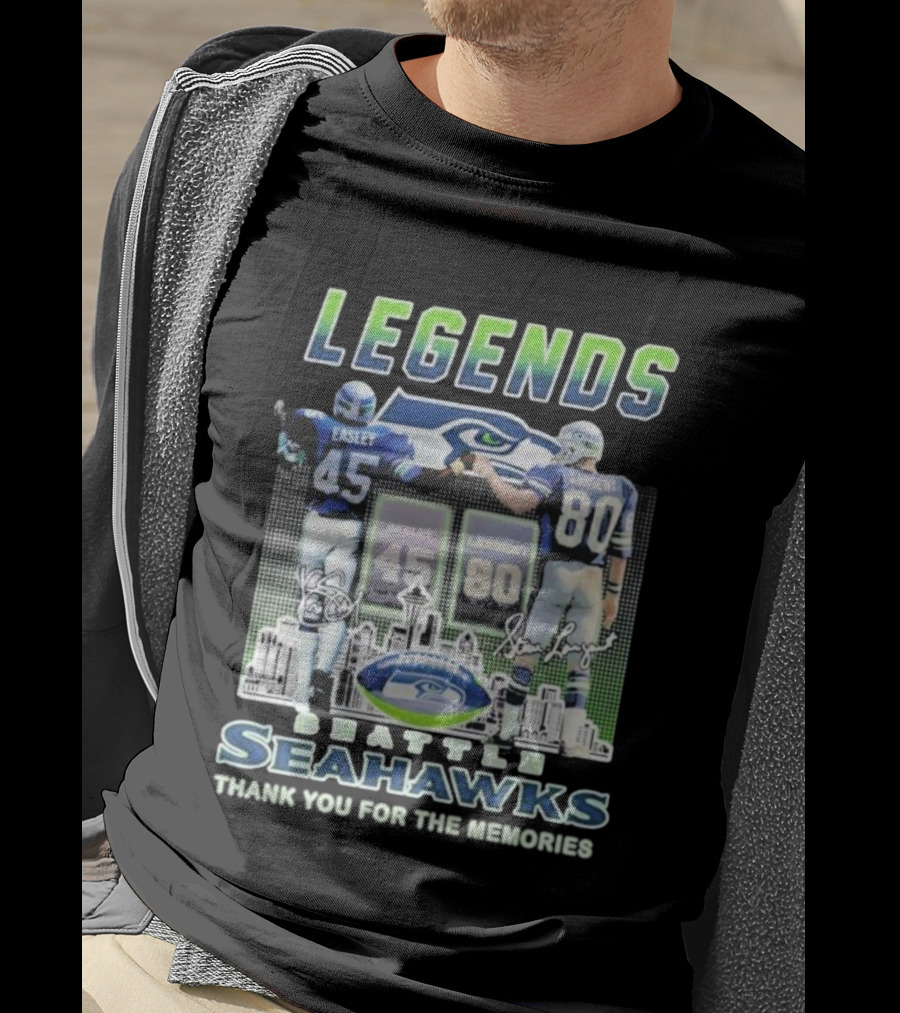 Kenny Easley Steve Largent Legends Seattle Seahawks Signatures 45 80 Icons T-Shirt