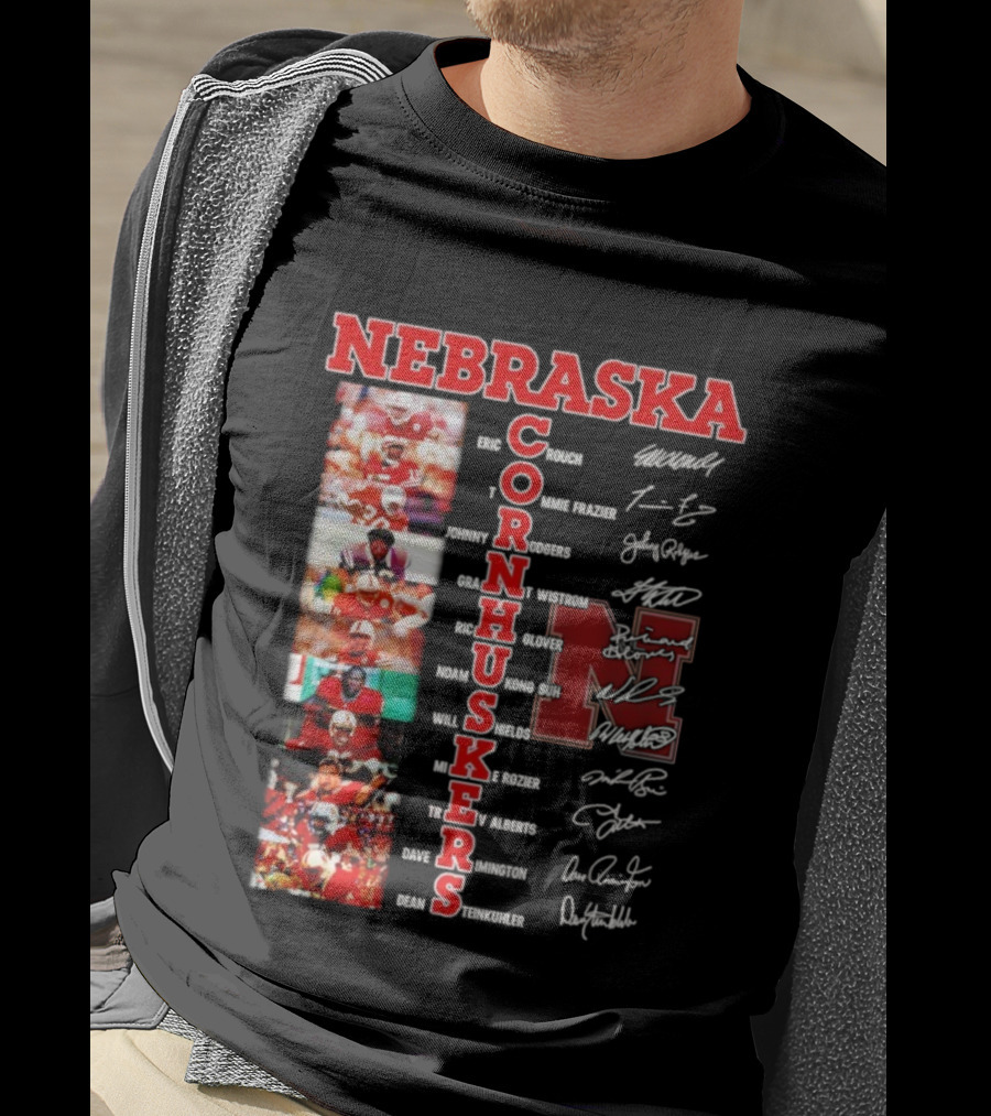 Nebraska Cornhuskers Blackshirts Legends With Signatures And Players T-Shirt