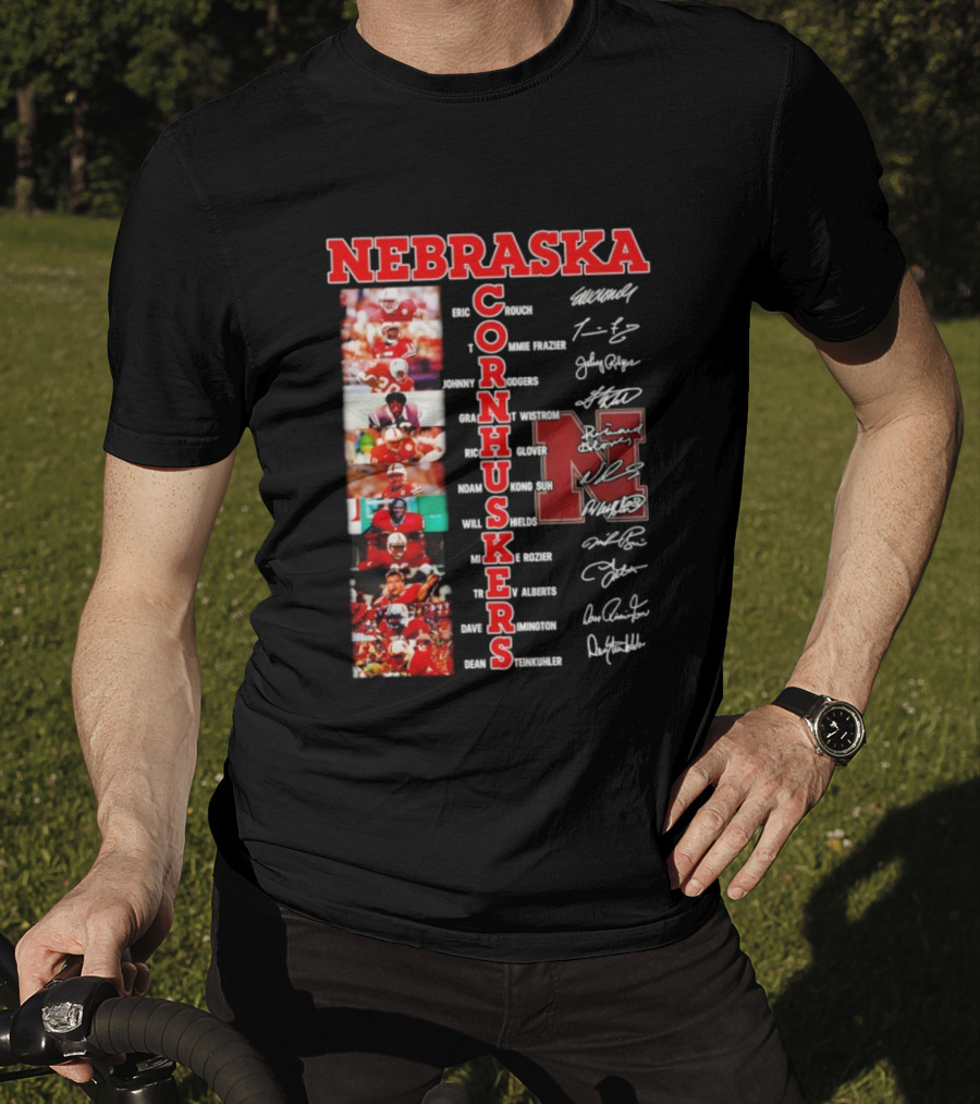 Nebraska Cornhuskers Blackshirts Legends With Signatures And Players T-Shirt