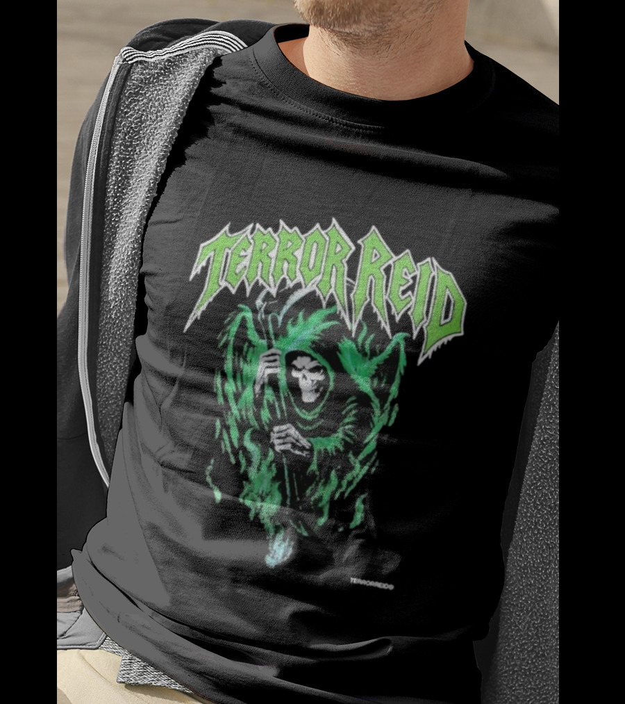 Terror Reid Green Grim Reaper Skeleton T-Shirt