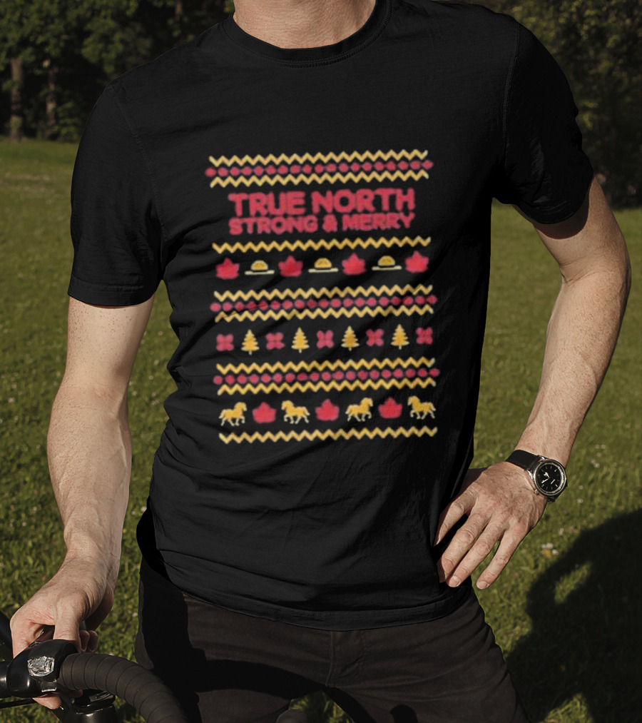 True North Strong And Merry Ugly Christmas Sweater Food Theme T-Shirt