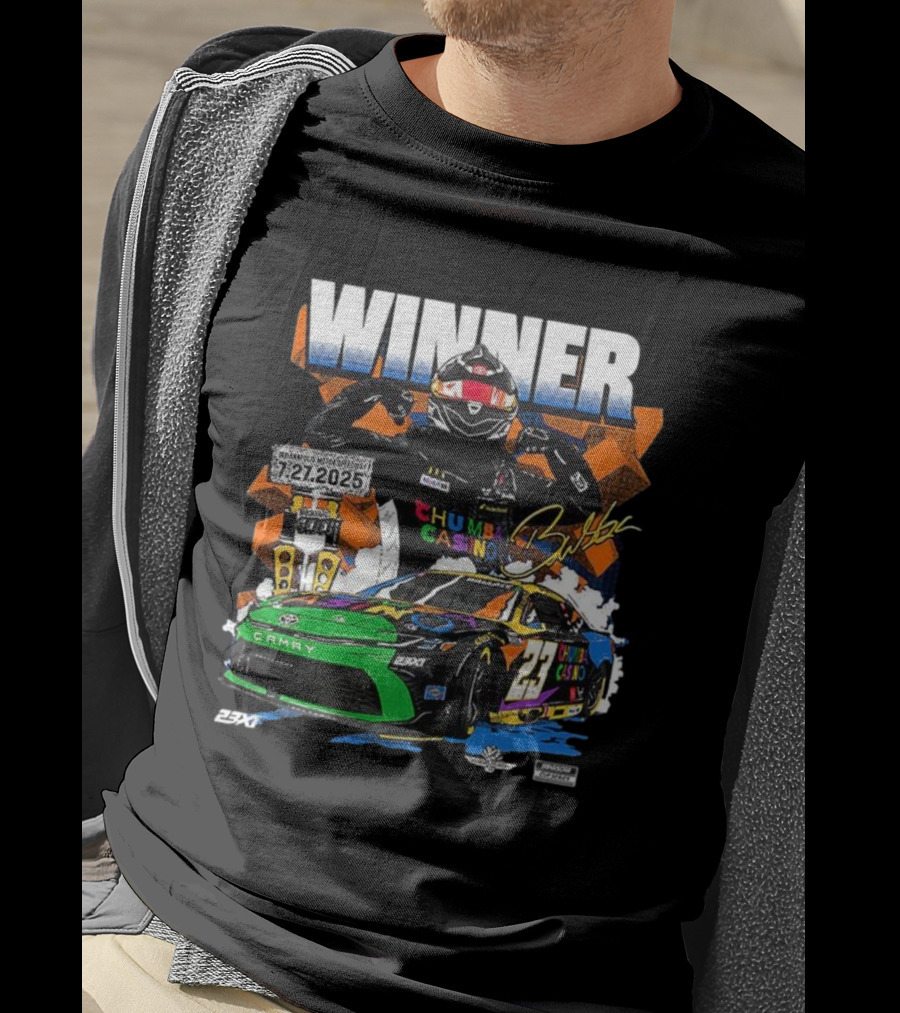 2025 Indianapolis Motor Speedway 23XI Racing Winner Bubba Wallace Signature NASCAR Event T-Shirt