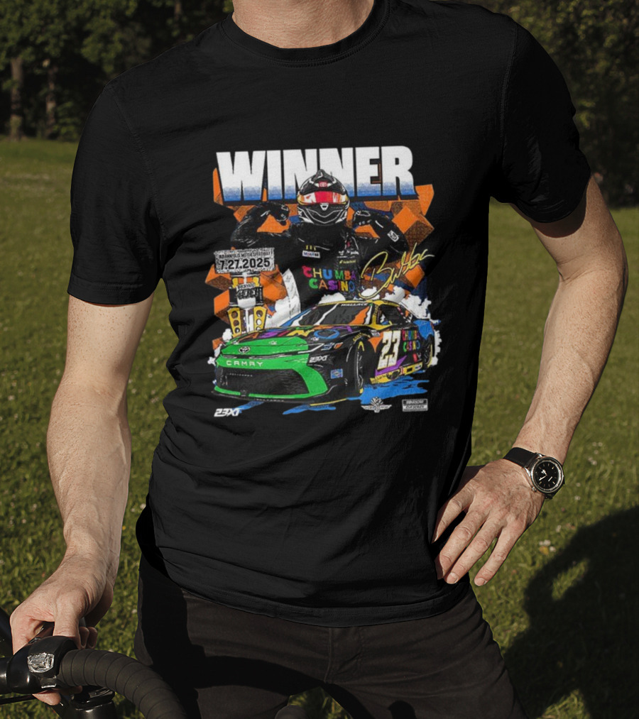 2025 Indianapolis Motor Speedway 23XI Racing Winner Bubba Wallace Signature NASCAR Event T-Shirt