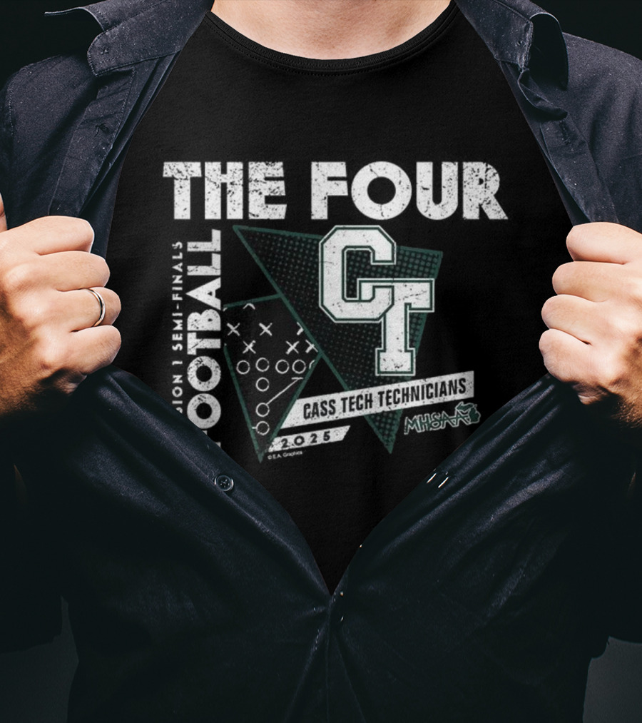 Cass Tech Technicians 2025 MHSAA Football Division 1 CT The Four T-Shirt