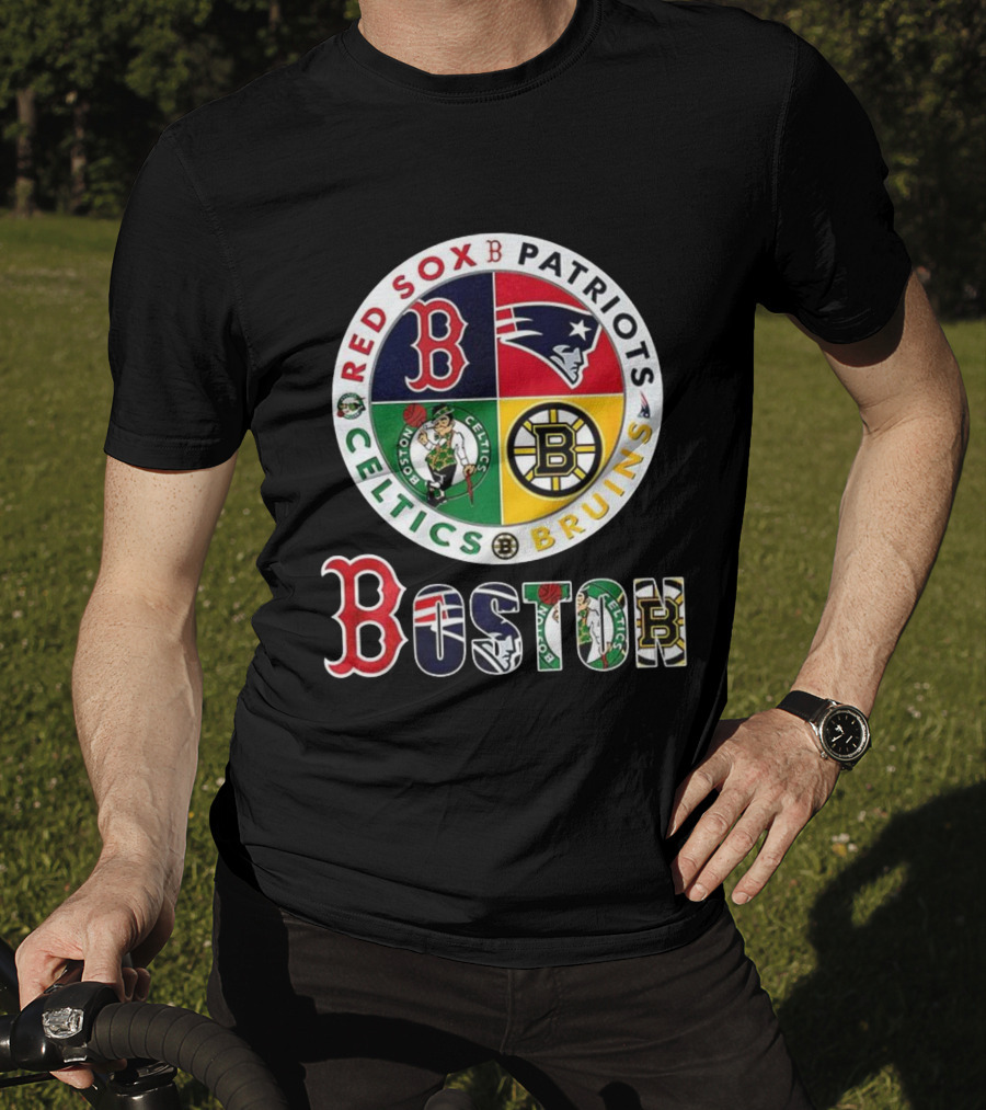 Boston Red Sox Patriots Celtics Bruins Mashup Classic Sports Teams T-Shirt