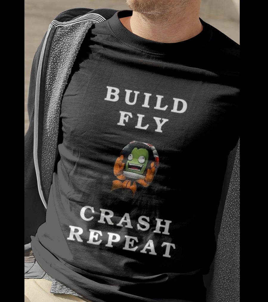 Build Fly Crash Repeat Kerbal Space Program Astronaut Character T-Shirt