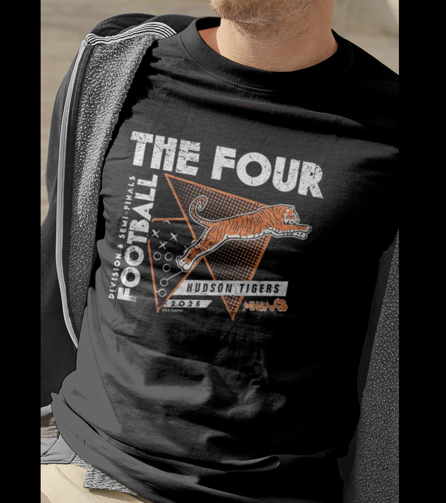 Hudson Tigers 2025 MHSAA Football Division 8 The Four Champions T-Shirt