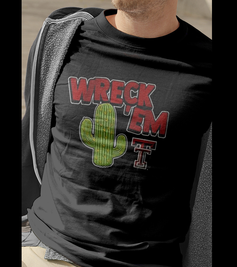 Wreck 'Em Texas Tech Red Raiders Cactus Logo T-Shirt