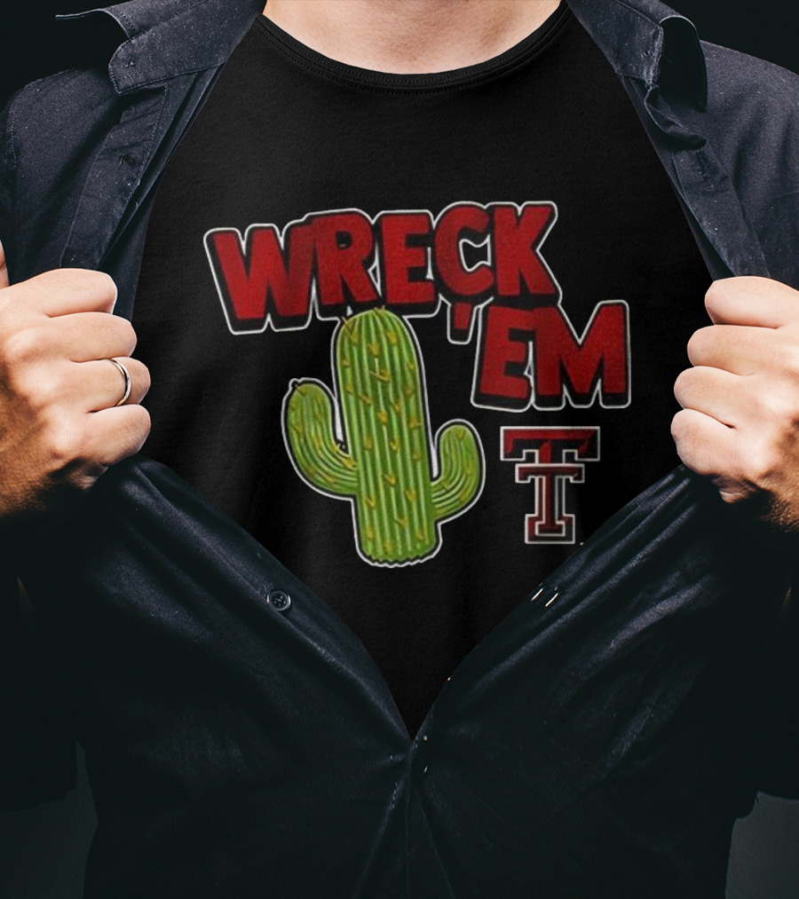 Wreck 'Em Texas Tech Red Raiders Cactus Logo T-Shirt
