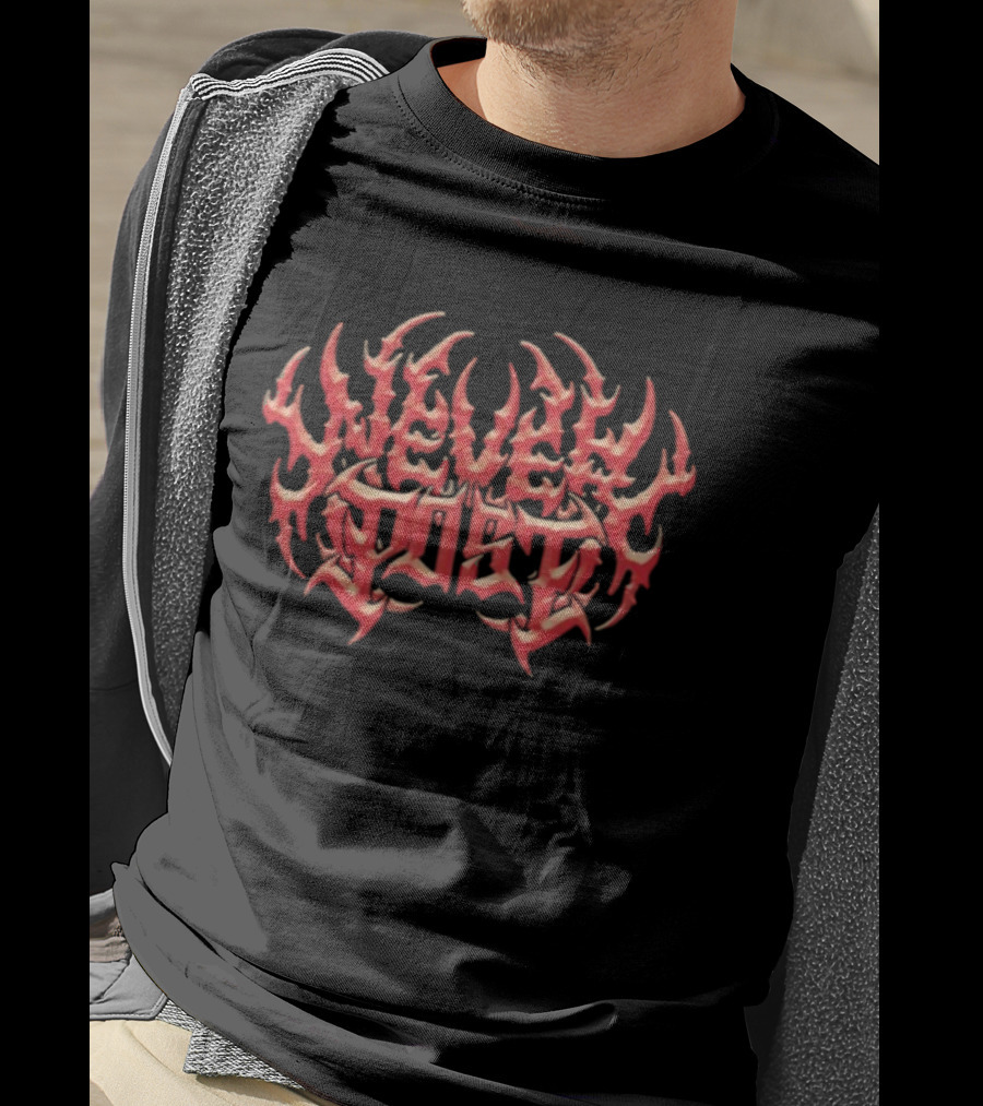 Never Post Heavy Metal Gothic Style Text T-Shirt