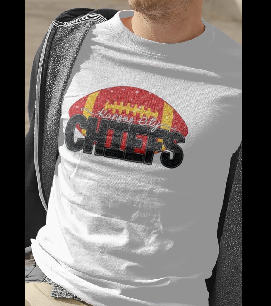 Kansas City Chiefs Faux Glitter NFL Football Game Day Fan Wear T-Shirt